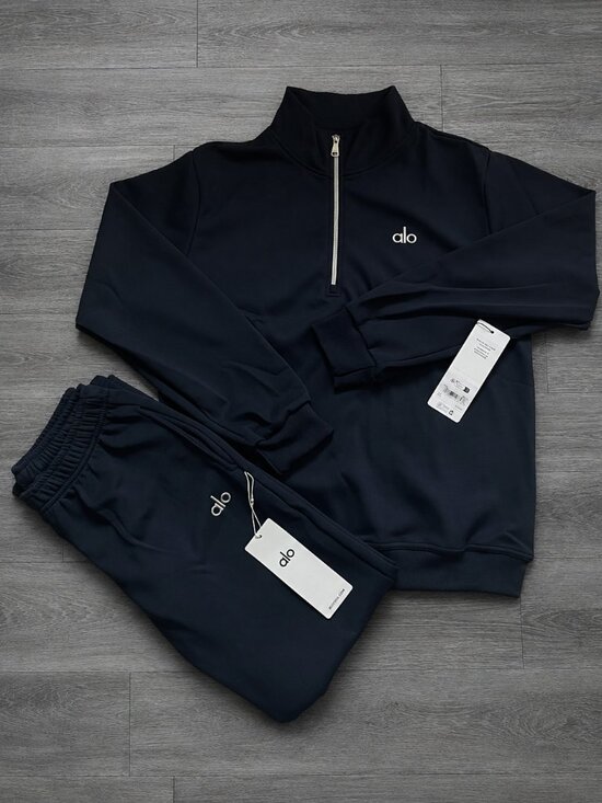ALO Yoga Tops - ALO Yoga Unisex Navy Quarter-Zip Hoodie and Jogger Set NWT